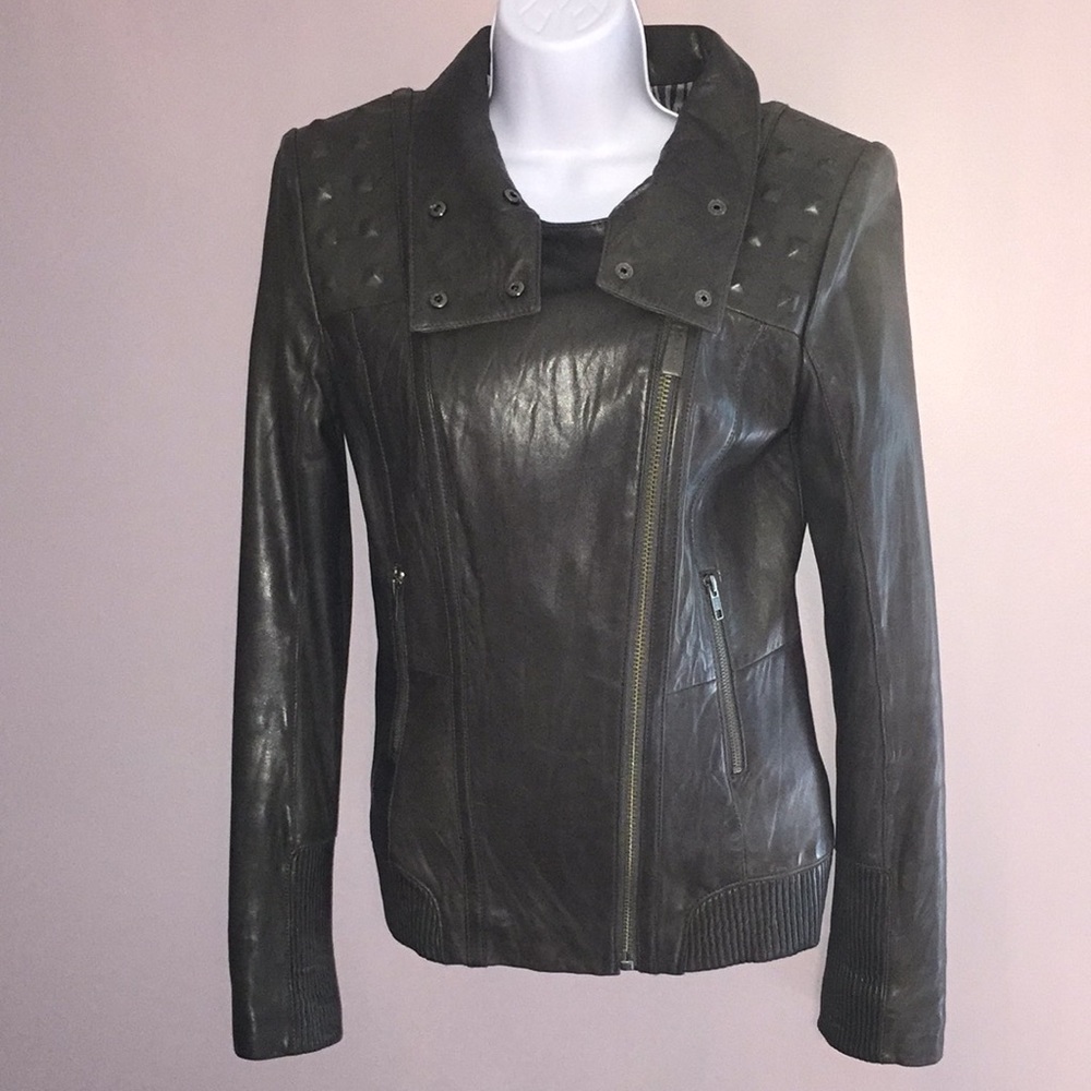 Mackage leather jacket Gunmetal studded shoulders - Picture 1 of 9